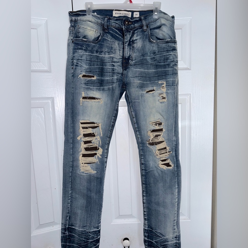 Revolution Men's Ripped Blue Jeans